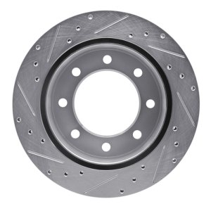 Chevrolet Silverado 2500 HD Classic Brake Rotor (1) - Rear Right - R1 Concepts - Drilled & Slotted - Silver - `99-`20